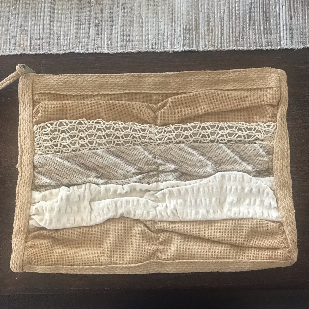 Burlap and cloth bag purse